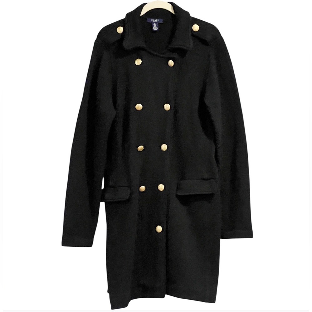 Chaps Ralph Lauren Vintage Lambs Wool Blend Sweater Coat Military Style Size XL
